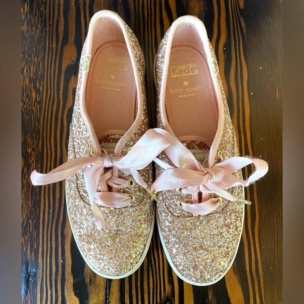Keds x Kate Spade Rose‎ Gold Pink Glitter Sneakers Women’s Size 5.5